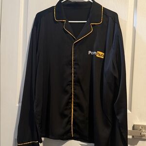 Pornhub Black Pajama Set with Yellow Trim